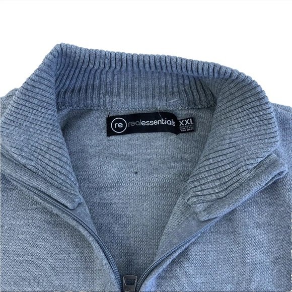 New Mens Real Essentials 1/4 Zip Pullover Gray Sweater Sz XXL NWT Polyester - Picture 7 of 9